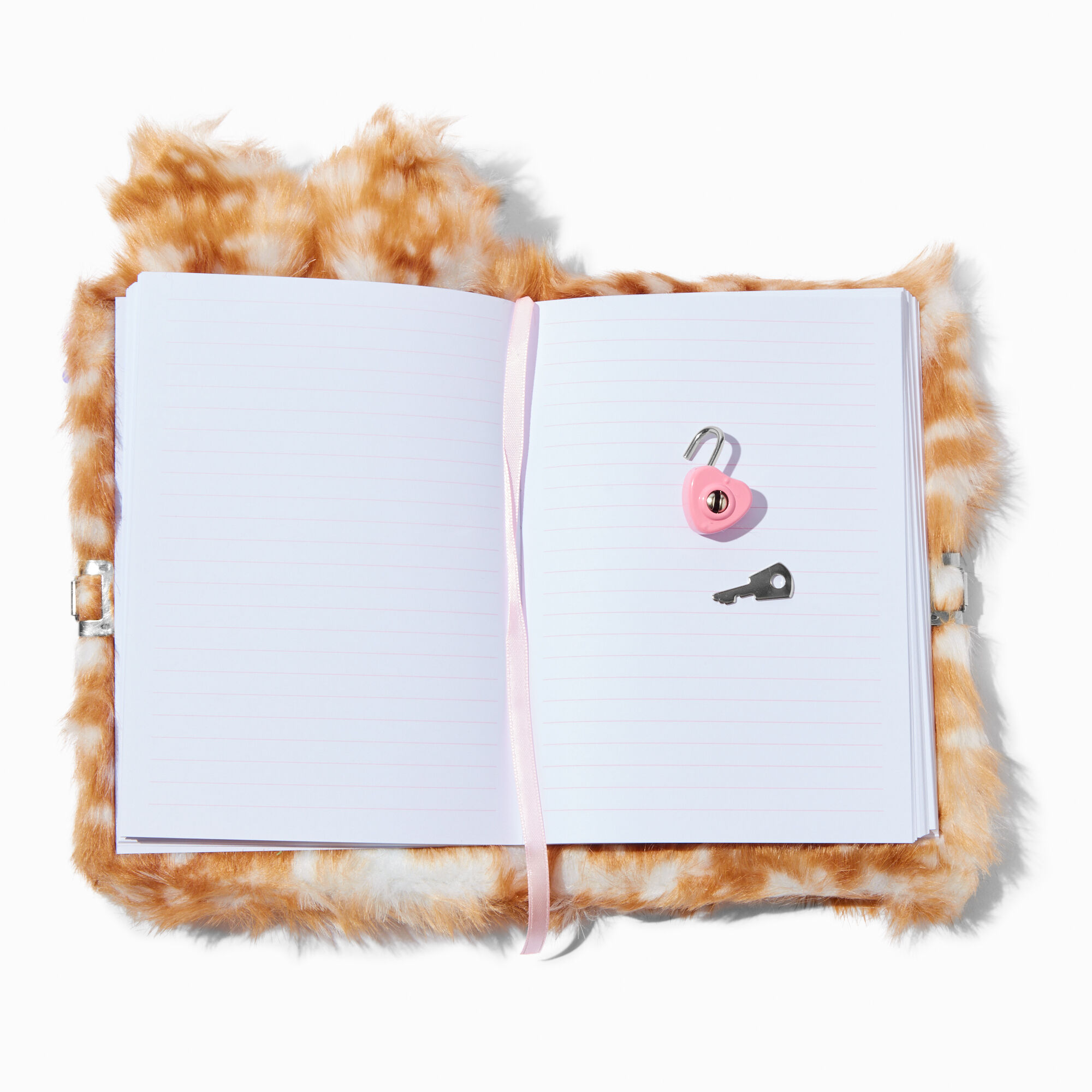 Pink Bow Deer Furry Lock Diary