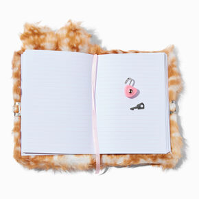 Pink Bow Deer Furry Lock Diary,