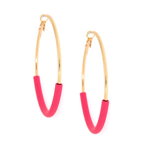 hoop earrings claires hoops 60mm wrapped rubber pink