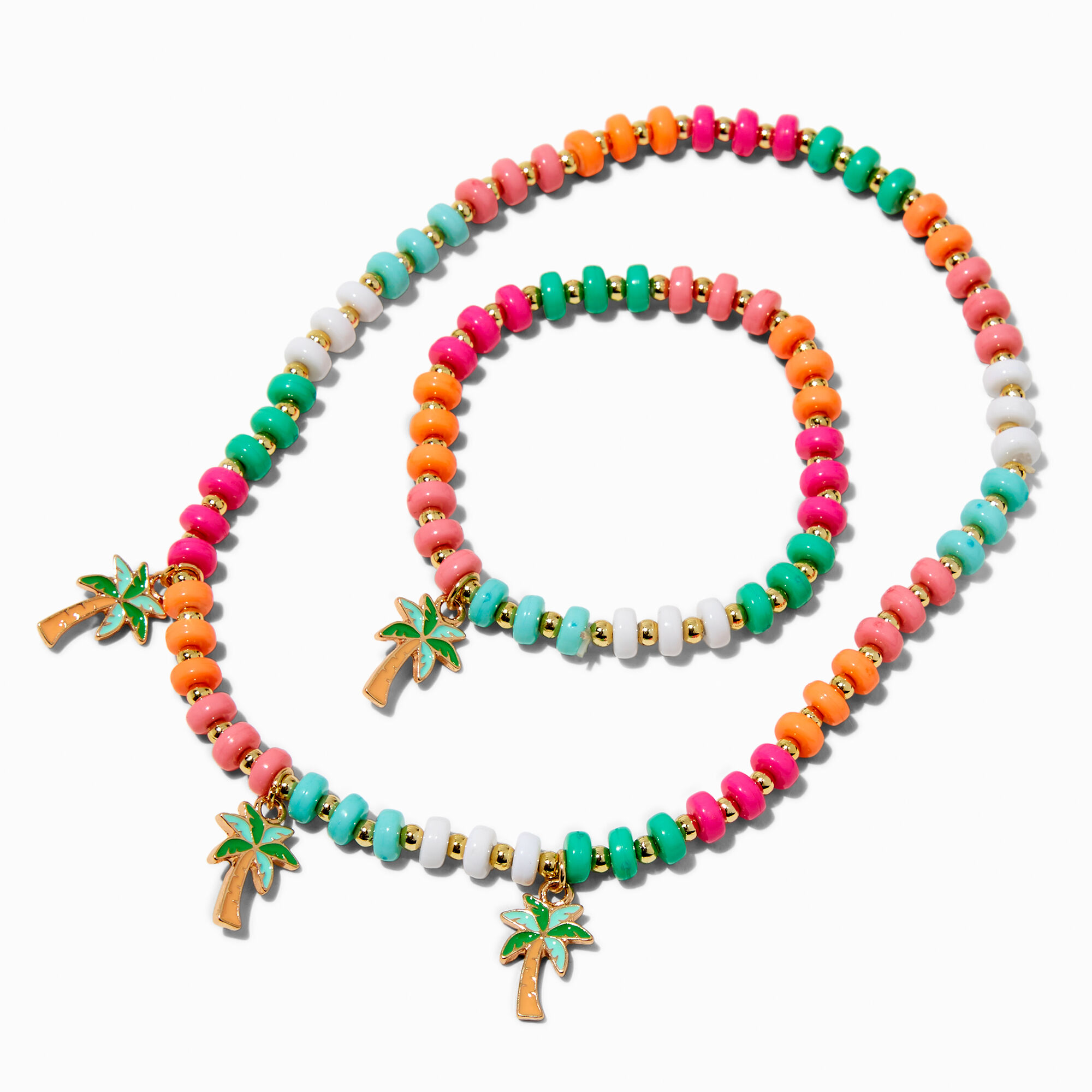 View Claires Club Palm Tree Charm Beaded Stretch Bracelet information