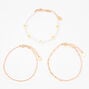 Gold Beaded Daisy Chain Anklets - 3 Pack,