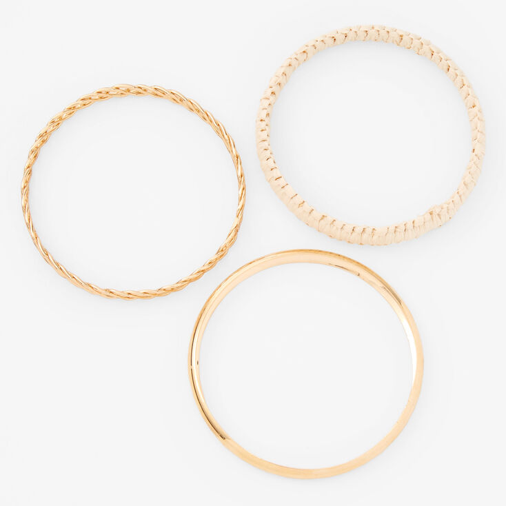 Gold Woven Bangle Bracelets - 3 Pack,
