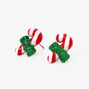 Christmas Silver Candy Cane Stud Earrings,