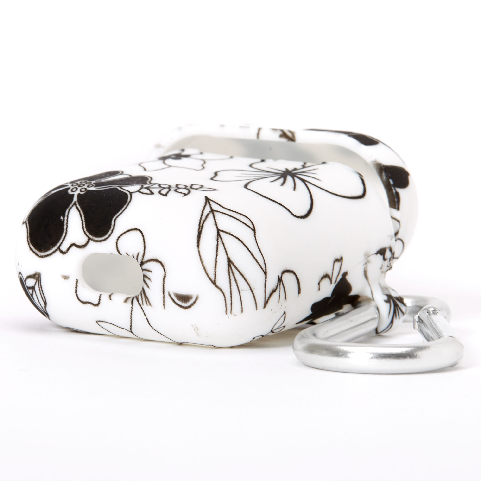 Black & White Floral Silicone Earbud Case Cover - Compatible With Apple AirPods,