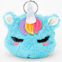 Furry Unicorn Keychain Pouch - Blue,