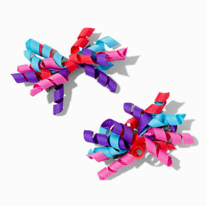 Claire&#39;s Club Red &amp; Purple Curly Ribbon Hair Clips - 2 Pack,