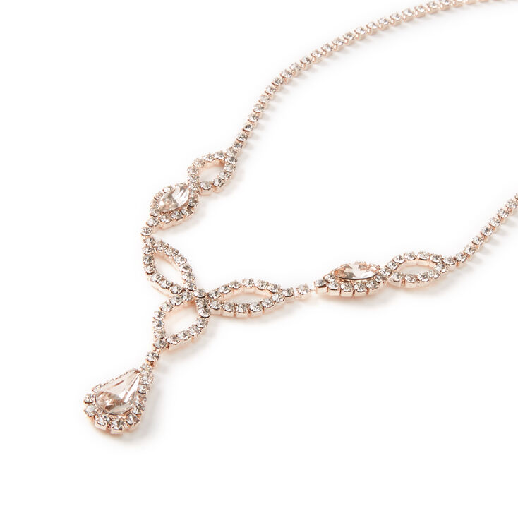Rose Gold Silk Rhinestone Celtic Loopy Statement Necklace | Claire's US