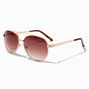 Lunettes de soleil aviateur couleur dor&eacute; rose d&eacute;cor&eacute;es,