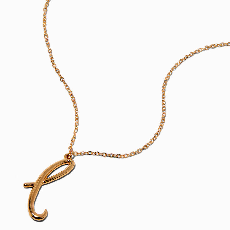 Collier &agrave; pendentif &agrave; initiale &eacute;criture cursive couleur dor&eacute;e - L,