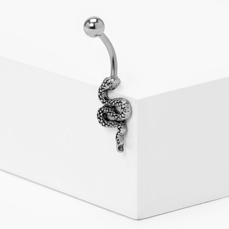 Silver 14G Slithery Snake Textured Belly Ring,