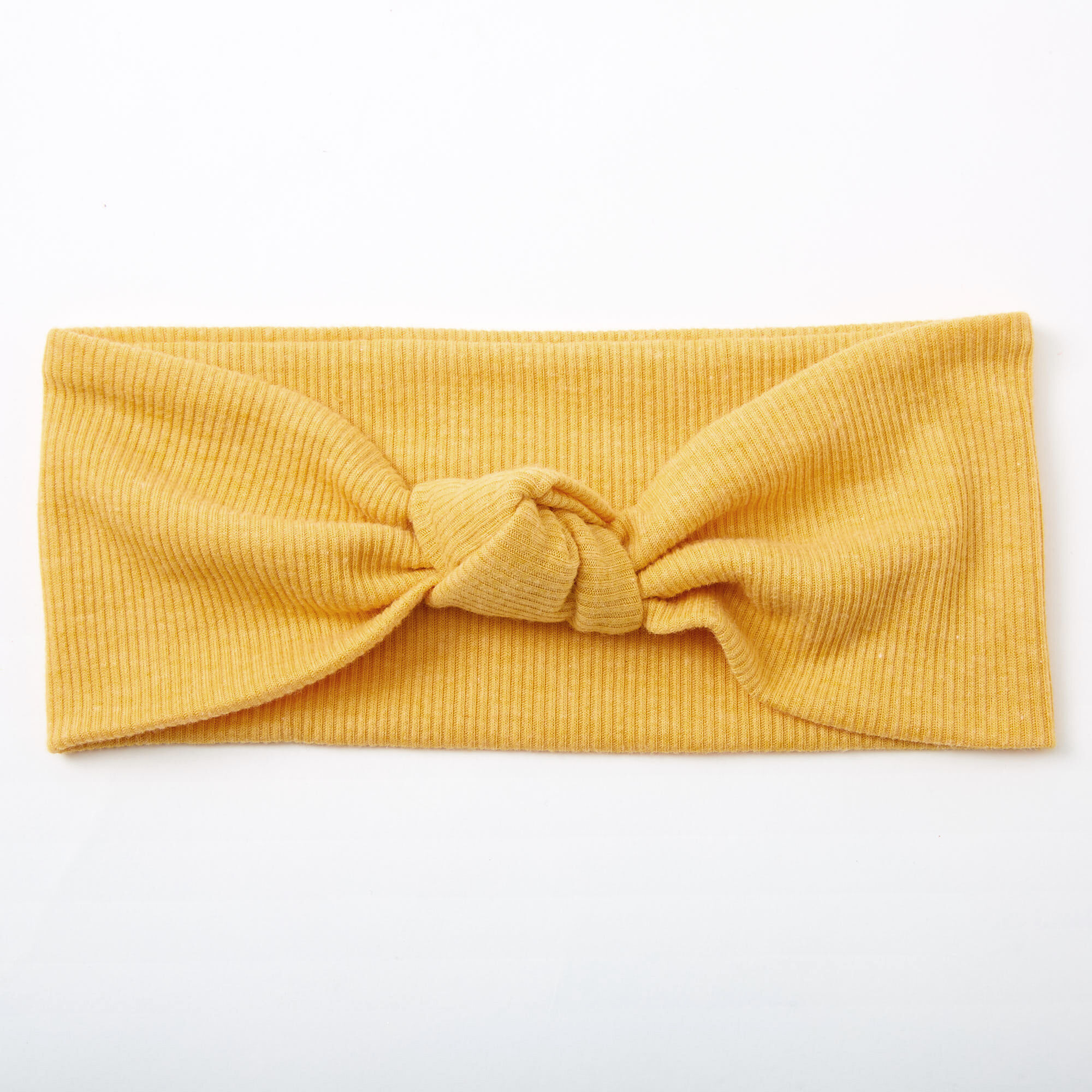 Bandeau noué côtelé - Jaune moutarde,