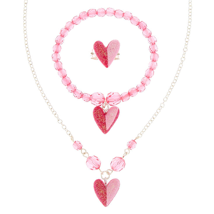 Kids Pink Heart Jewellery Set,