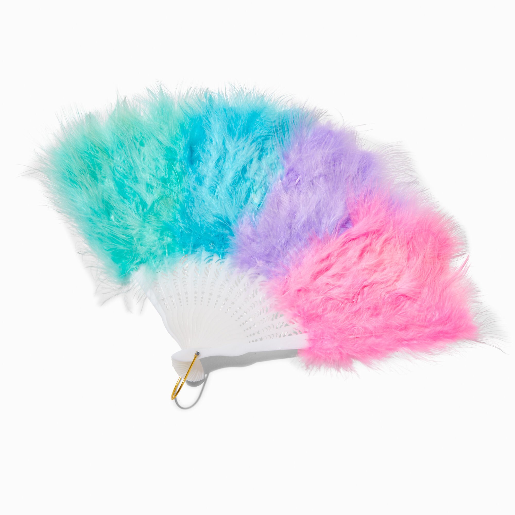View Claires Bright Pastel Feather Fan information