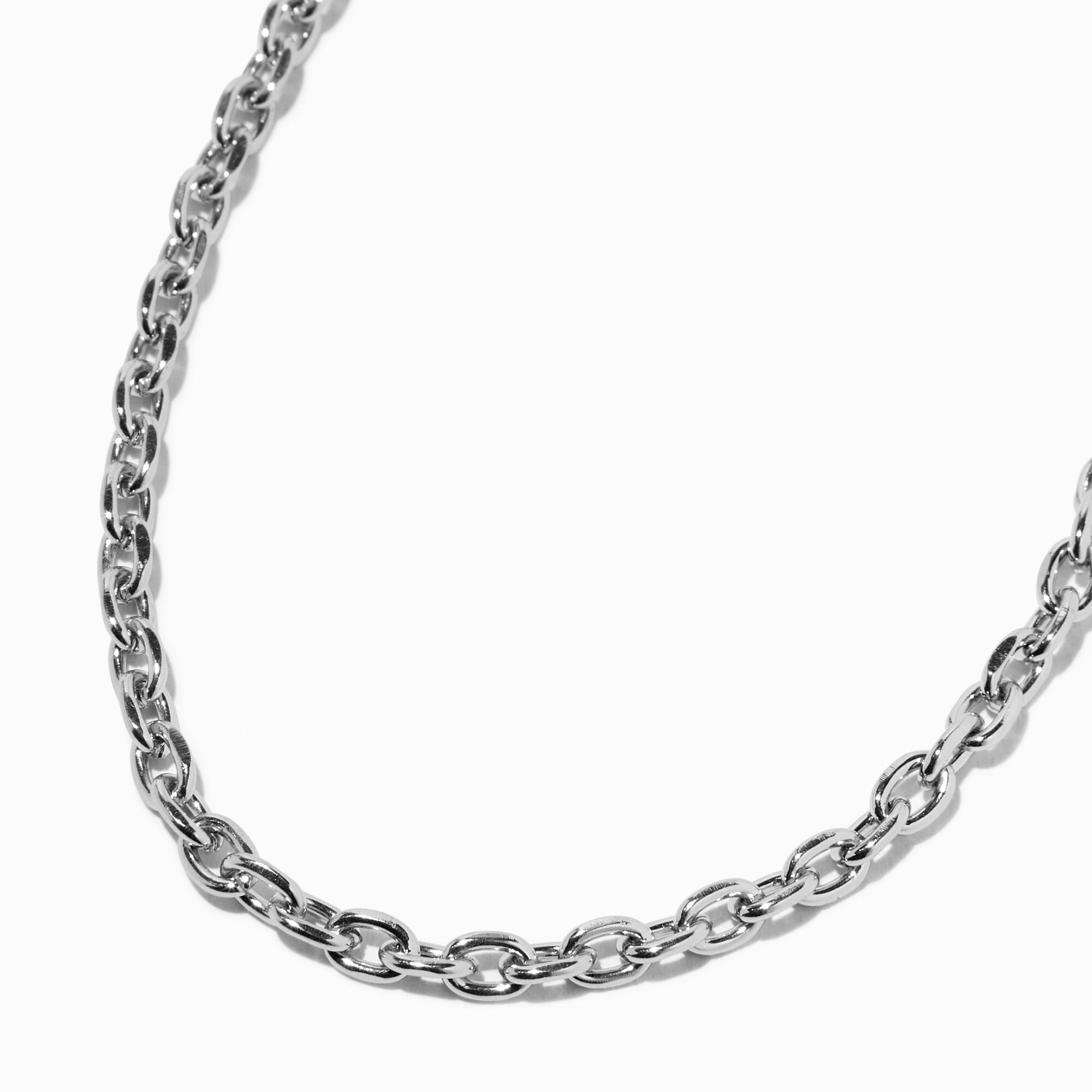 View Claires Tone Rhodium OLink Chain Necklace Silver information