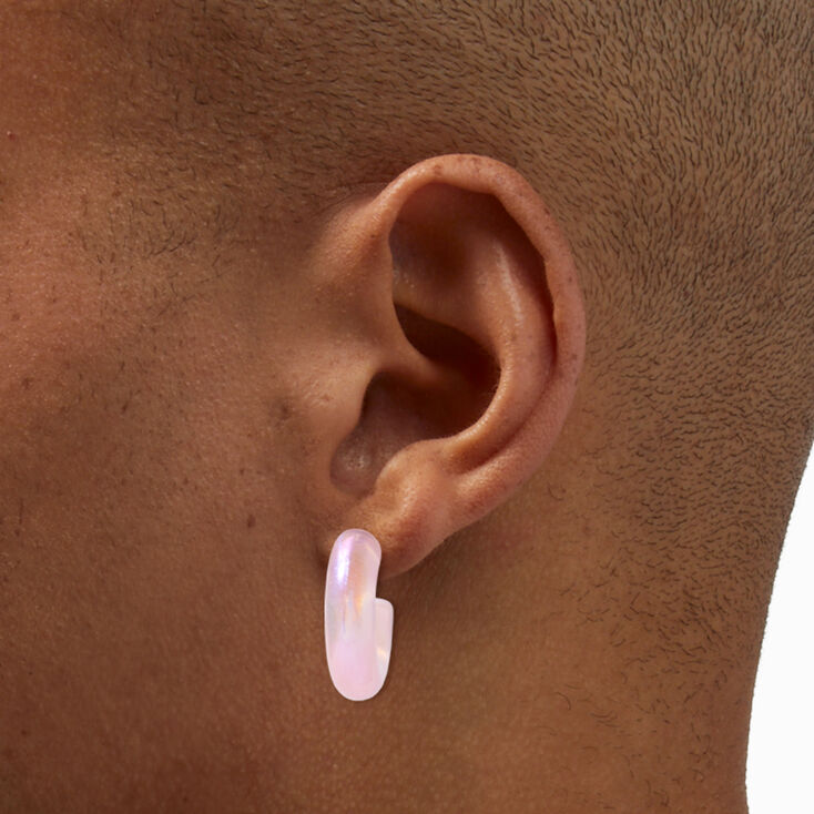 Pink Shimmer 30MM Resin Hoop Earrings,