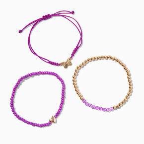 February Birthstone Beaded Stretch Bracelets - 3 Pack,