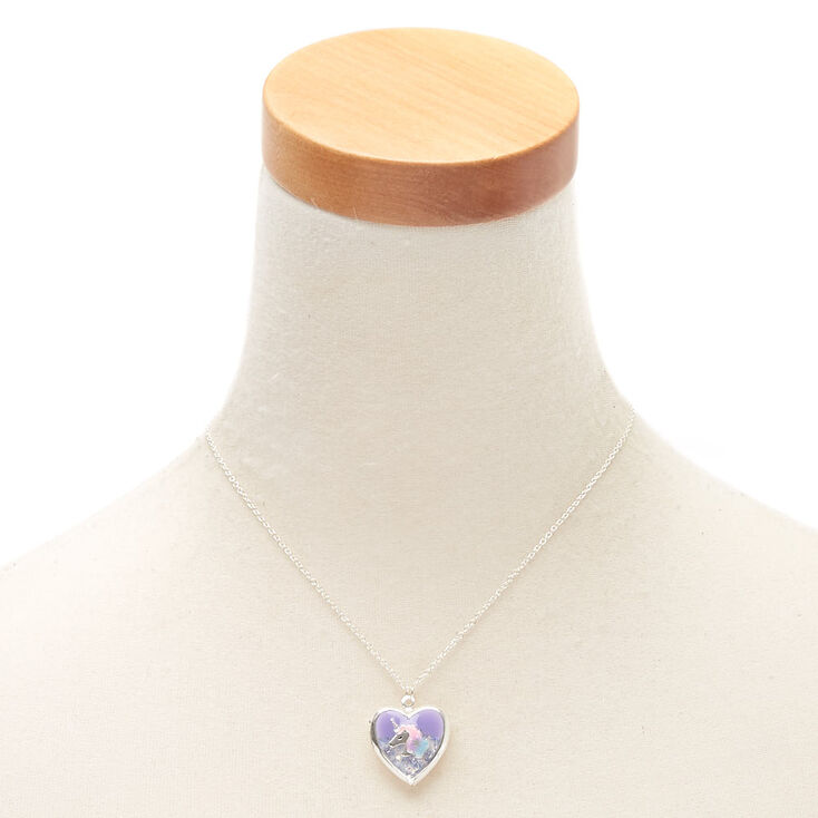Unicorn Locket Pendant Necklace - Purple,
