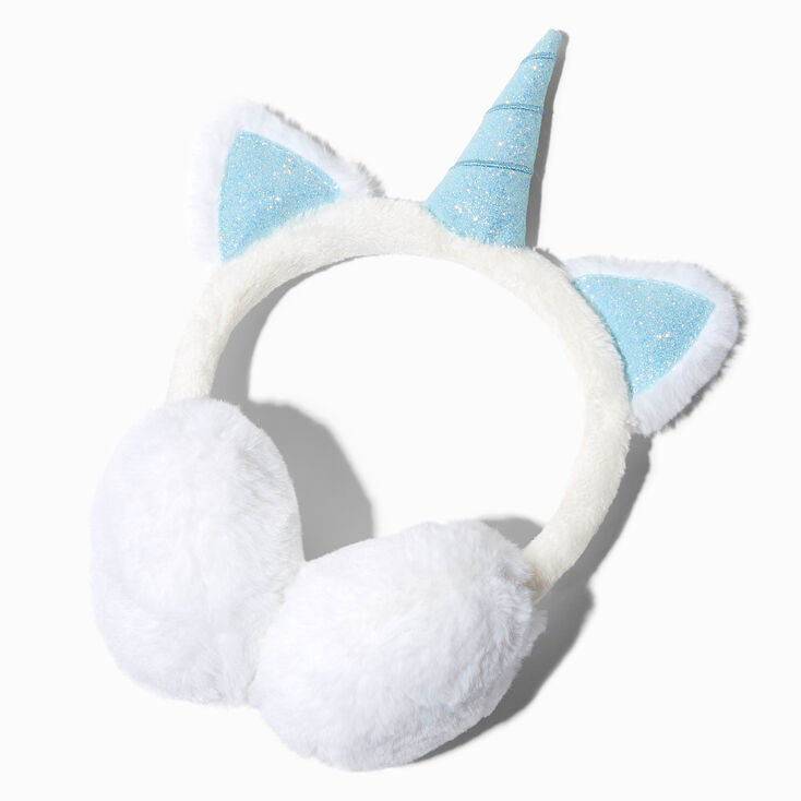 Claire&#39;s Club Light Blue Unicorn White Earmuffs,
