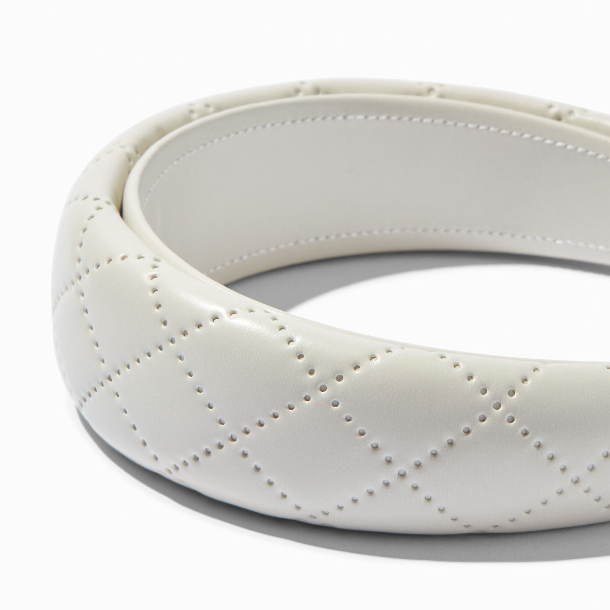 Ivory Quilted Faux Leather Headband,