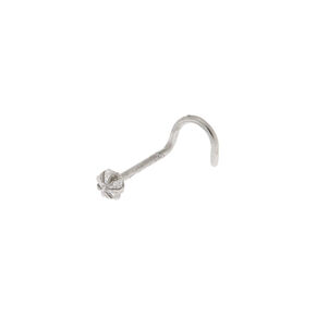 20G Silver-tone Stainless Steel Cubic Zirconia Star Nose Stud,