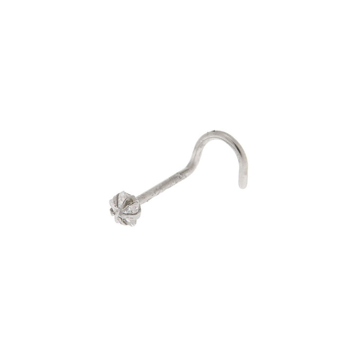 20G Silver-tone Stainless Steel Cubic Zirconia Star Nose Stud,