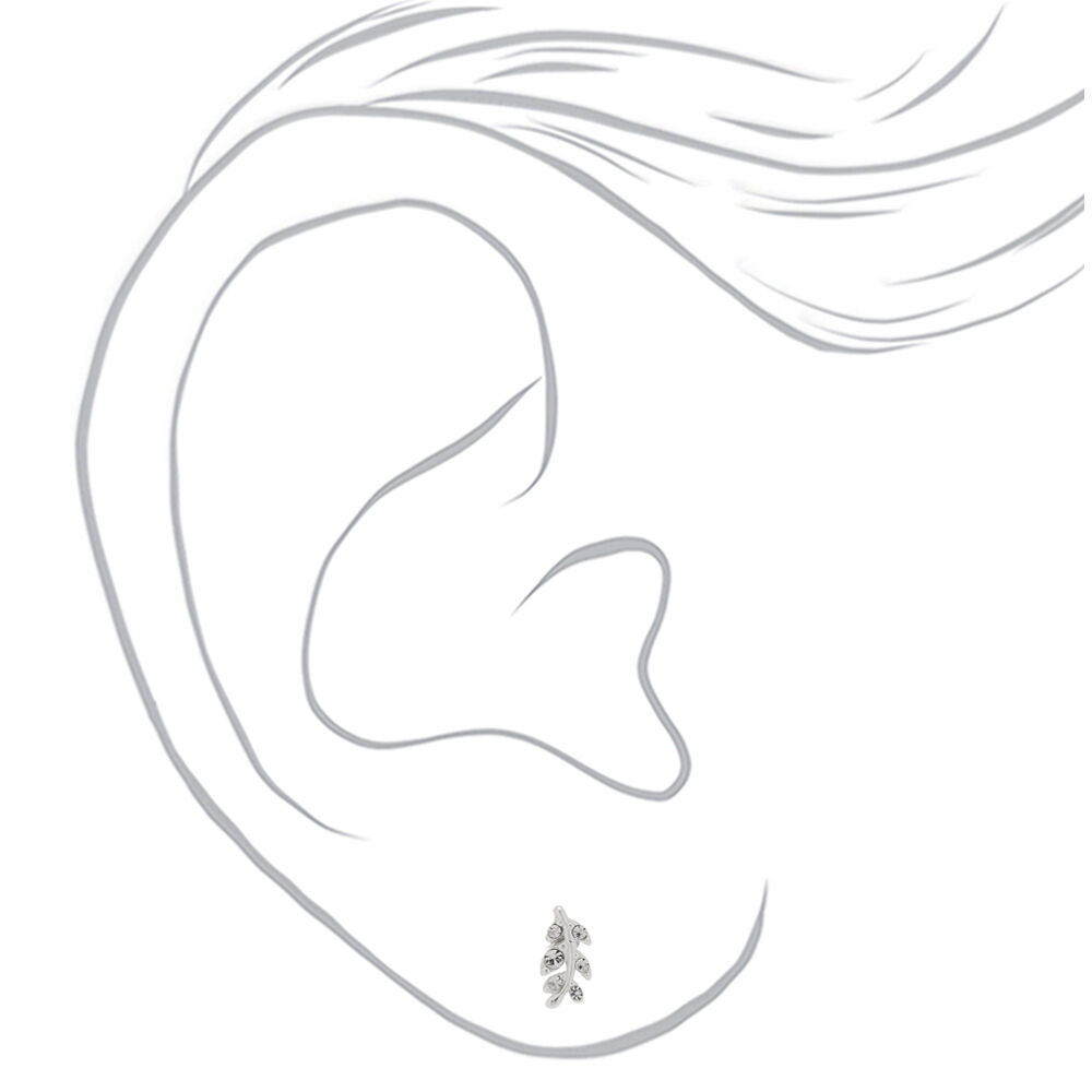 Sterling Silver Leaf Stud Earrings Claire s