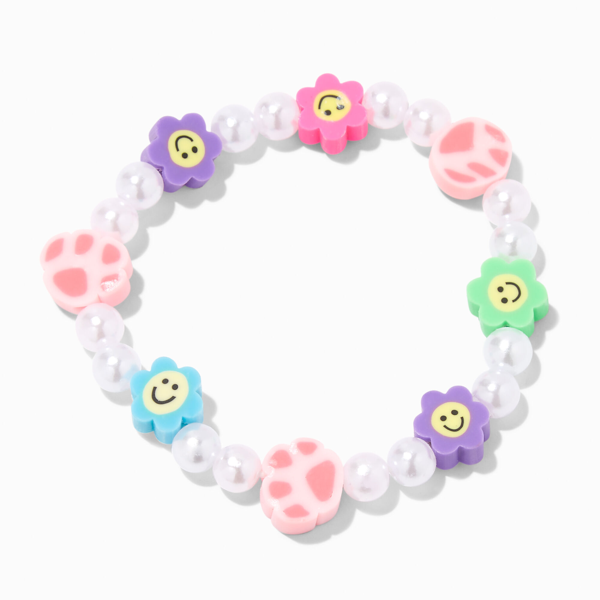 View Claires Happy Smile Daisy Paws Beaded Stretch Bracelet information