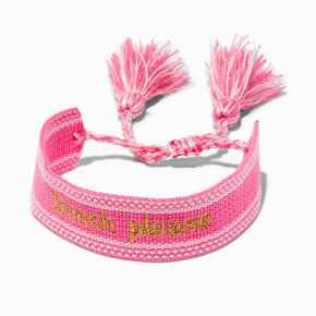 Woven Pink &#39;&#39;Beach Please&#39;&#39; Bolo Bracelet,