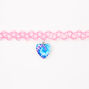 Pink Tie Dye Heart Tattoo Choker Necklace,