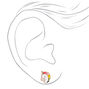 Rainbow Accent Unicorn Stud Earrings - Gold,