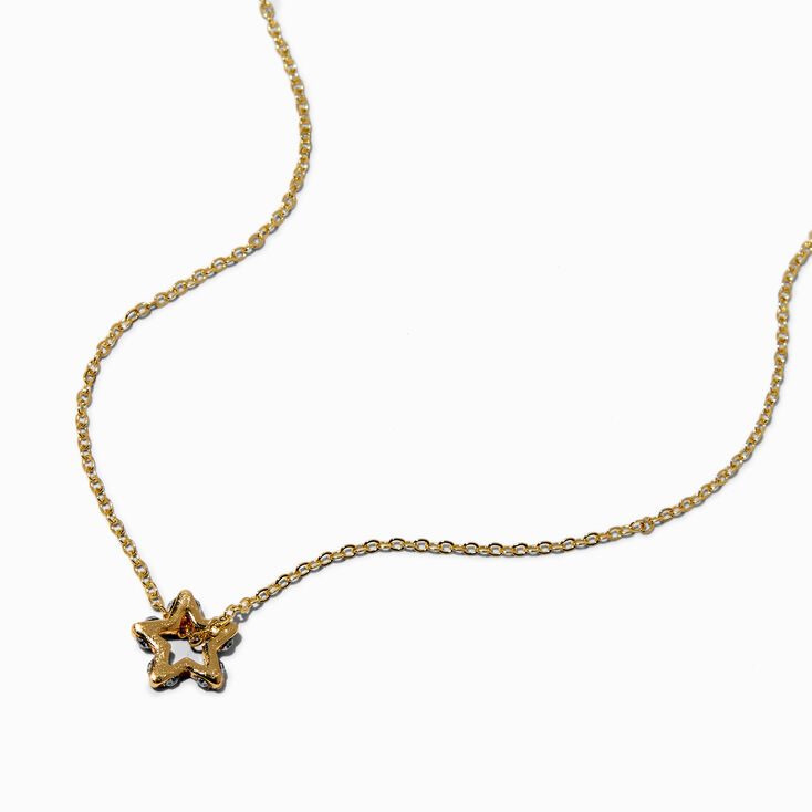 Gold-tone Open Crystal Pav&eacute; Star Pendant Necklace,