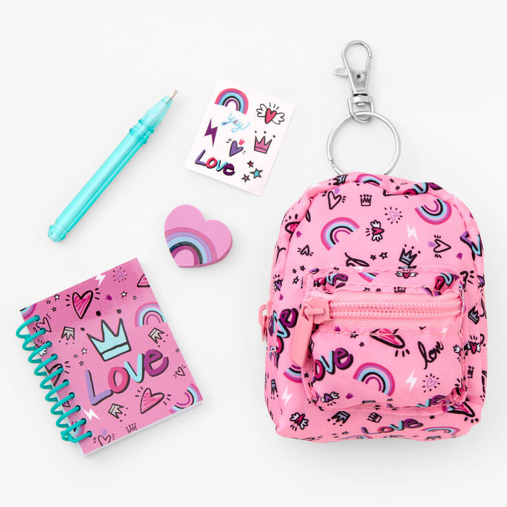 Rainbow Love 4&#39;&#39; Backpack Stationery Set - Pink,