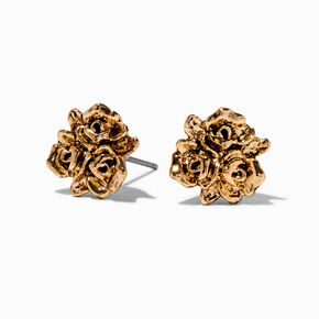 Gold-tone Rose Bouquet Stud Earrings,