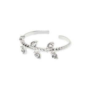 C LUXE by Claire&#39;s Sterling Silver Crystal Leaf Toe Ring,
