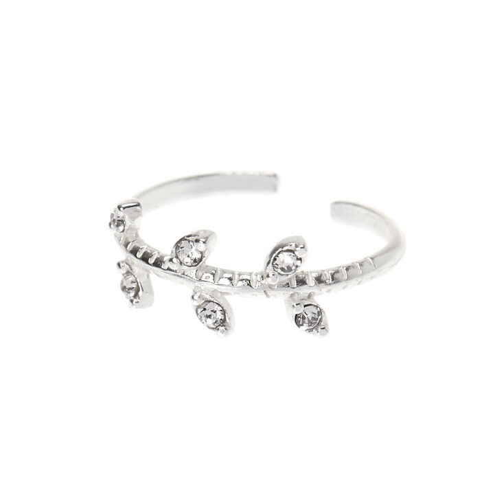 C LUXE by Claire&#39;s Sterling Silver Crystal Leaf Toe Ring,