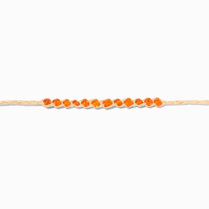 Orange Bead Adjustable Cord Wish Bracelet,