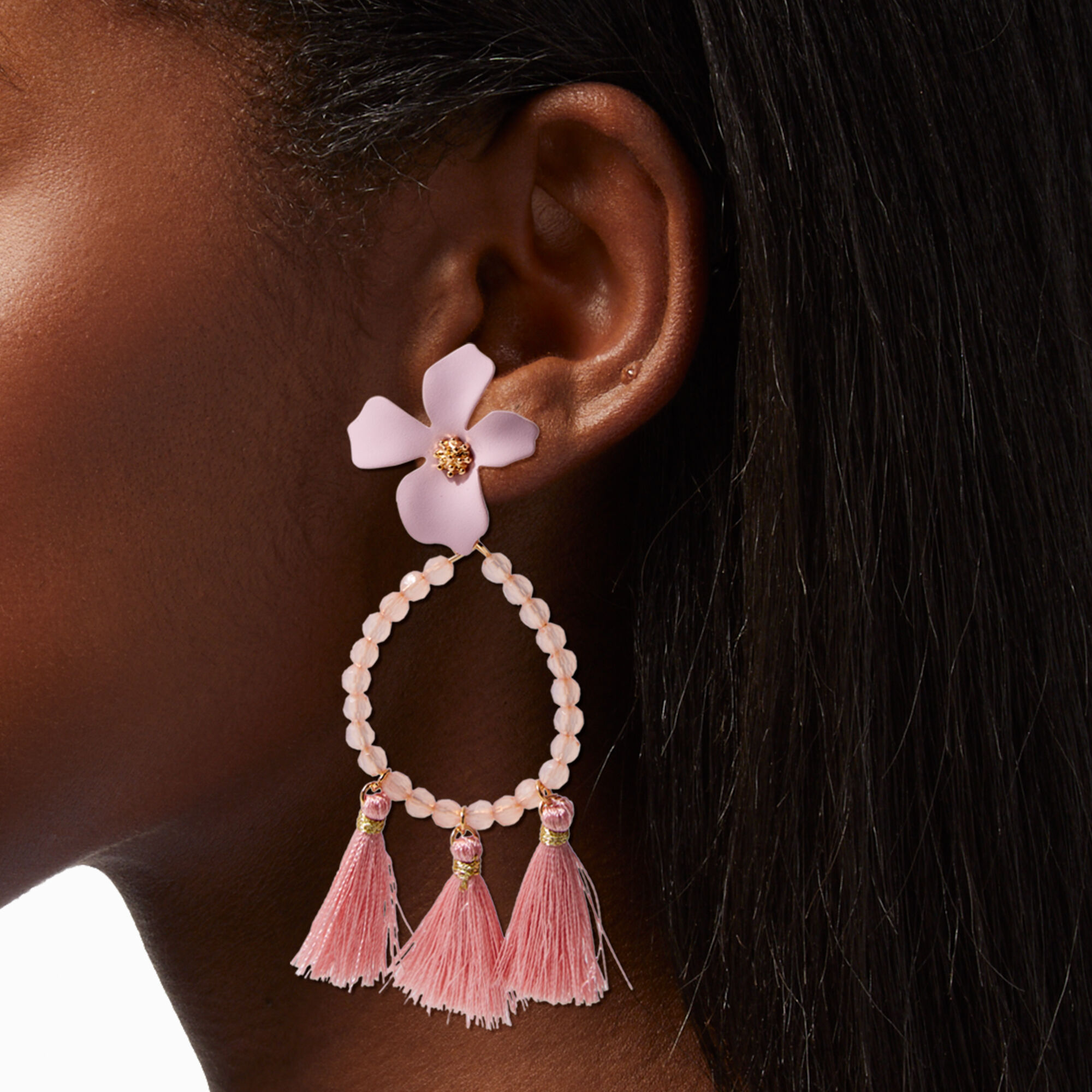 Pale pink shop tassel earrings