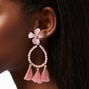Pink Flower Teardrop Tassel 3&#39;&#39; Drop Earrings,