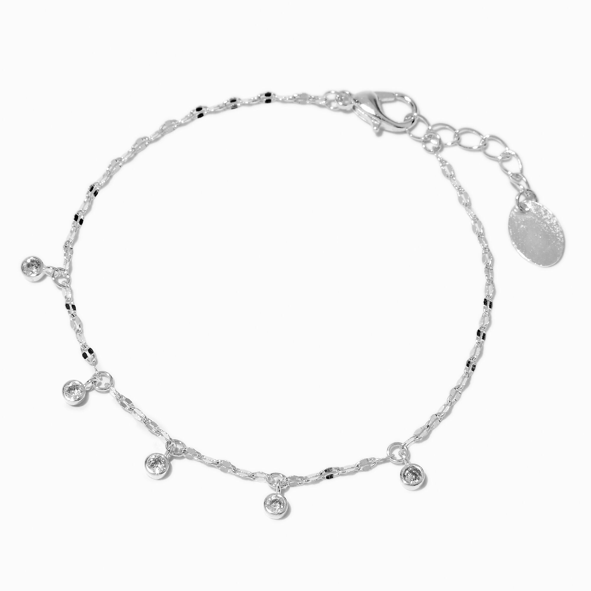 View Claires Tone Cubic Zirconia Dainty Confetti Charm Bracelet Silver information