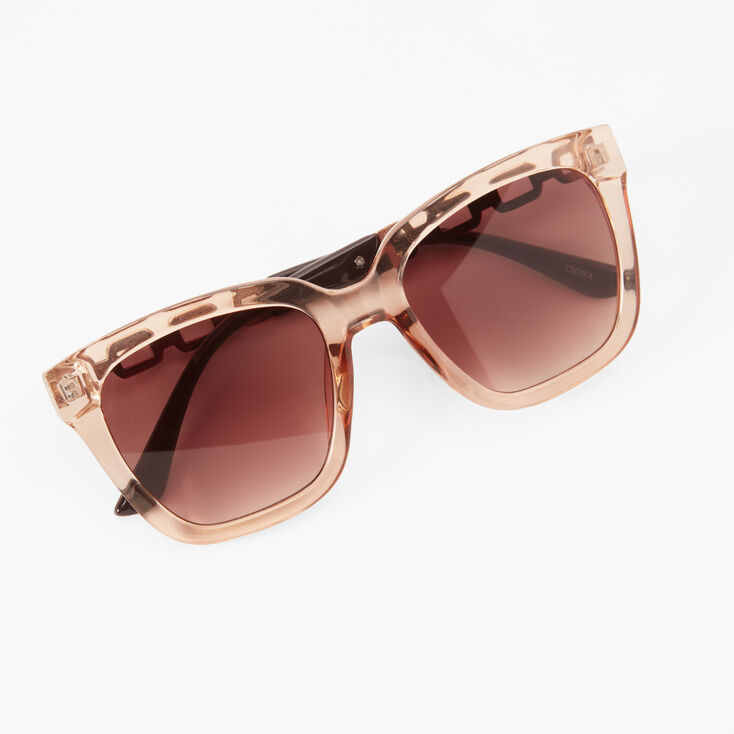 Translucent Nude Chain Retro Sunglasses,