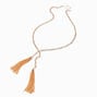 Gold-tone Tassel Lasso Pendant Necklace ,