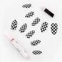 Black &amp; White Checkered Stiletto Faux Nail Set - 24 Pack,