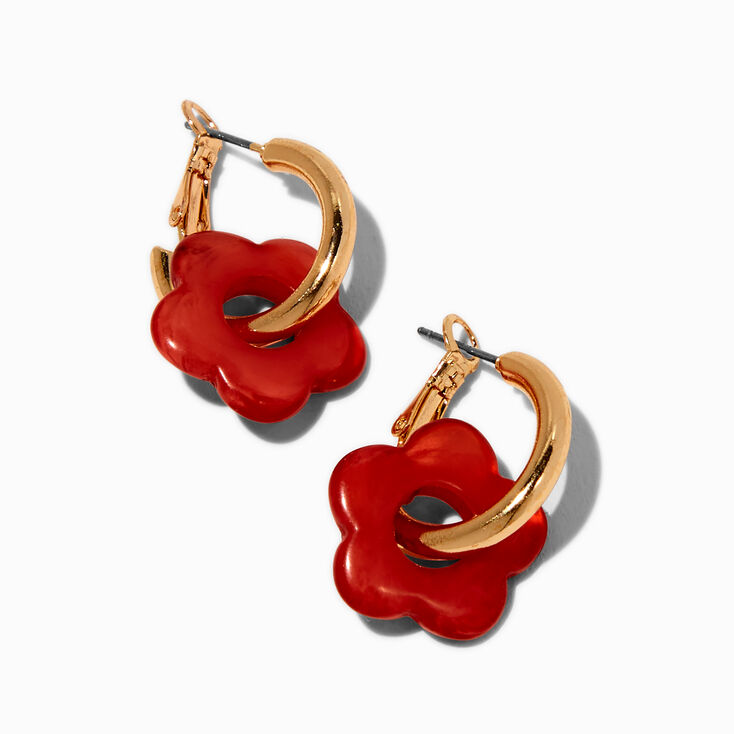 Cr&eacute;oles 30&nbsp;mm fleur &eacute;paisse orange couleur dor&eacute;e,