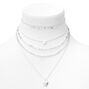 Collier multi-rangs cha&icirc;ne mauvais &oelig;il c&oelig;ur et &eacute;toile couleur argent&eacute;e,
