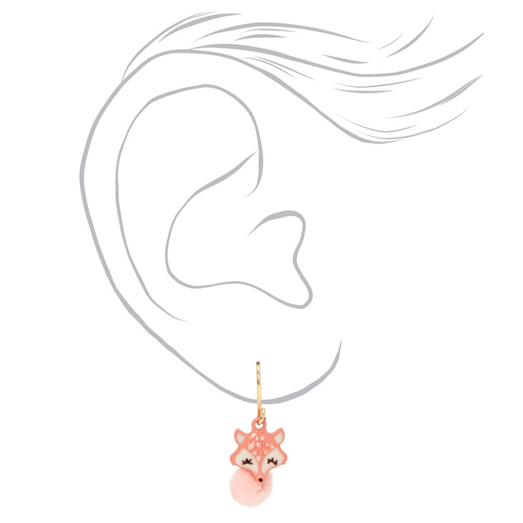 Mixed Metal Fox Pom Pom Mixed Earrings - 3 Pack,