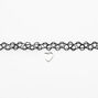 Silver-tone Puffy Heart Tattoo Choker Necklace - Black,