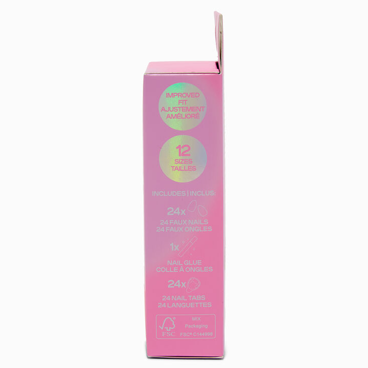French Tip Glitter Short Almond Vegan Faux Nail Set - 24 Pack,