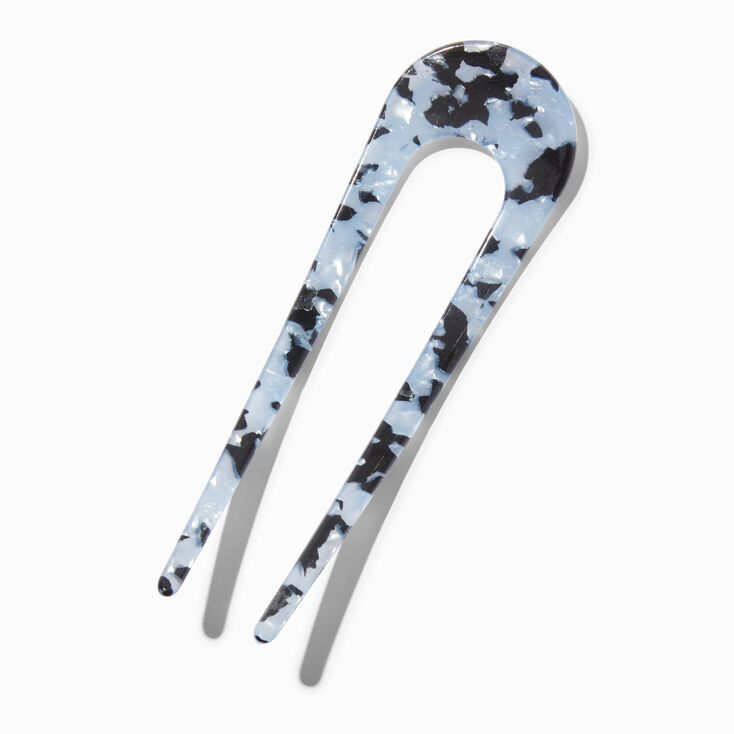 Tortoiseshell U-Shaped Acrylic Hair Pin - Black,
