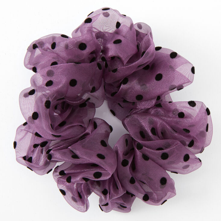 Claire's Chouchou géant à pois en tissu transparent - Violet