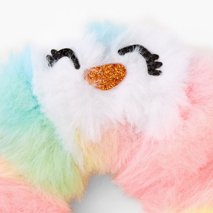 Medium Faux Fur Penguin Hair Scrunchie - Rainbow,